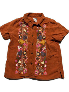 Target Latino Heritage Month Floral Button Down Shirt Rust S (6/7)